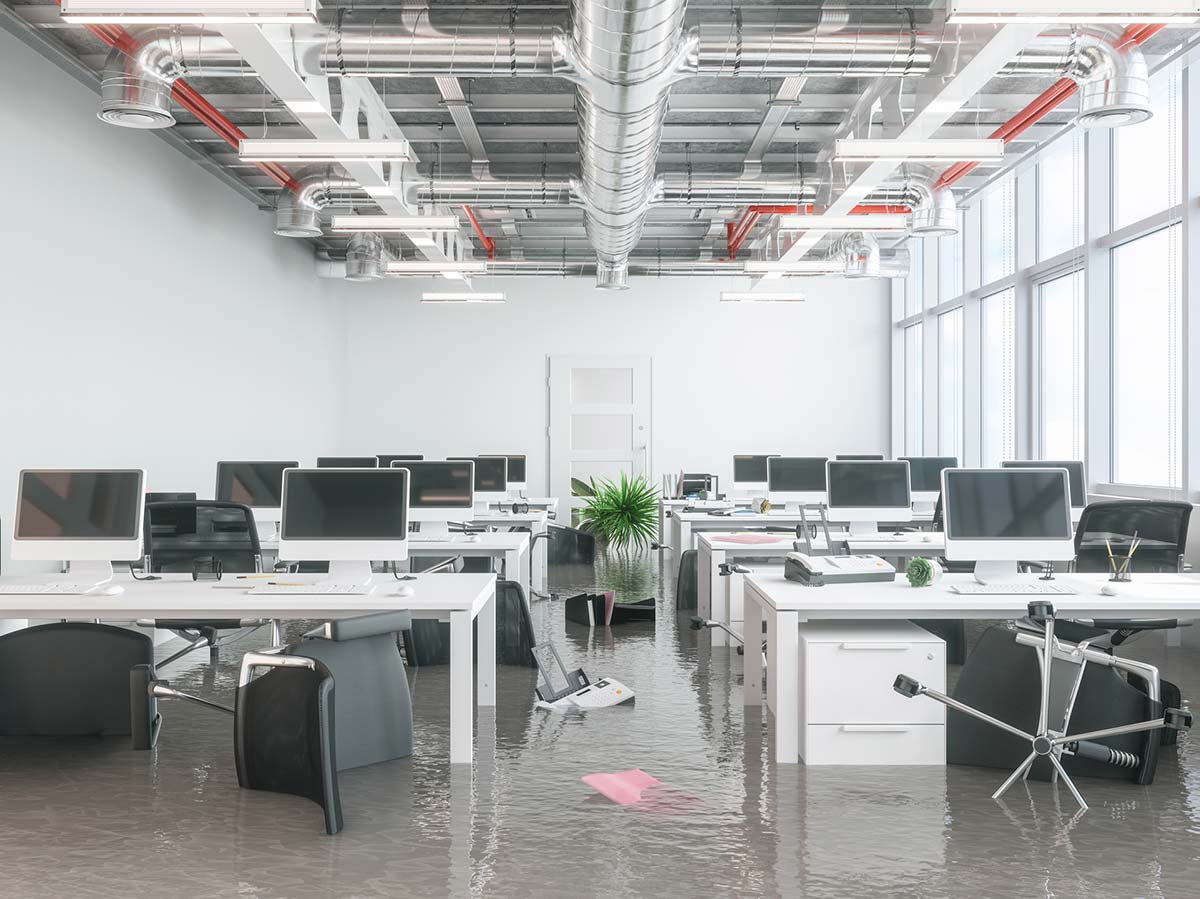 Water damage in workplace