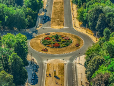 aerial view of roundabout