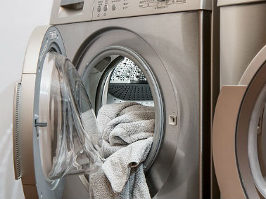 towels in open washing machine