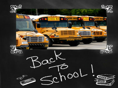 school buses with back to school text