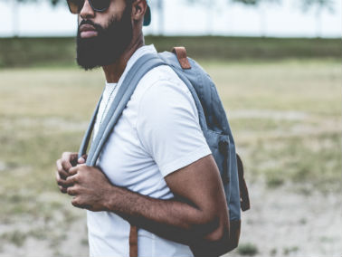 student wearing a backpack