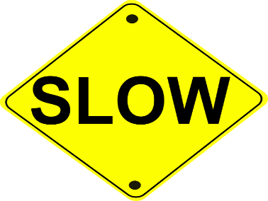 yellow slow warning road sign