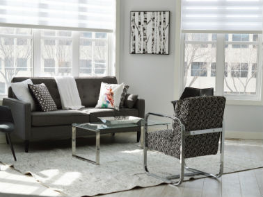 living room of neatly decorated condo