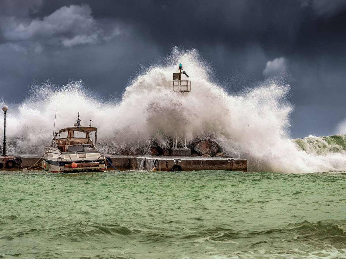 boats caught in rough water