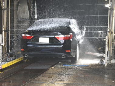 black car in car wash